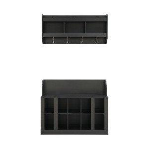 NicBex Shoe Cabinet with Wall Mounted Coat Rack Modern Shoe Storage Bench with 4 Hooks For Entryway,Hallway - 1 of 4