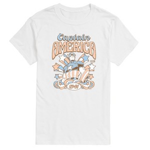 Men's - Marvel - Captain America Retro Stars And Stripes Short Sleeve Graphic T-Shirt - 1 of 3