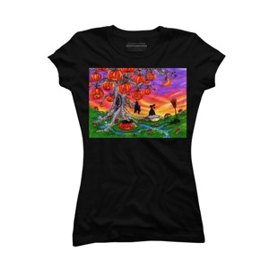 Junior's Design By Humans WAITING FOR HALLOWEEN By Buddyforme T-Shirt - 1 of 3