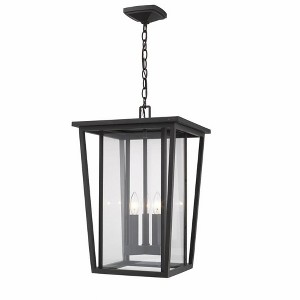 Seoul 3-Bulb Outdoor Hanging Lantern - 14" Glass Shade, Dimmable, Damp Rated, 72" Chain - 1 of 4