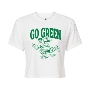Women's - Marvel - Hulk Go Green Cropped Graphic T-Shirt - 1 of 4