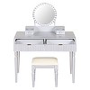 Luxury Vanity Desk with Round Mirror and 4 Drawers,Modern Makeup Dressing Table Set with Upholstered Stool-The Pop Home - 3 of 4