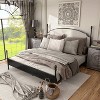 HOMES: Inside + Out Sweepwind Transitional Boucle Four Poster Panel Bed Beige/Gunmetal - 3 of 4