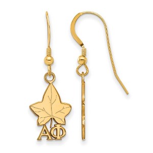 Black Bow Jewelry 14k Yellow Gold Plated Sterling Silver Alpha Phi Greek Life Dangle Earrings - 1 of 3