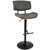 Metal and Wood Faux Leather Adjustable Mid-Century Modern Barstool with 360-Degree Swivel and Straight T Footrest, Set of 3 for Kitchen - 2 of 4