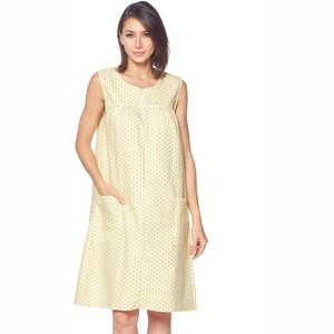 Casual Nights Women's Zipper Front House Dress Sleeveless Seersucker Housecoat Duster Lounger - 1 of 4