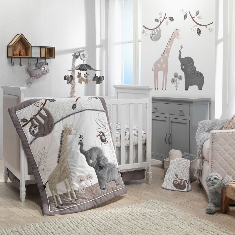Lambs & Ivy Baby Jungle Gray/White Faux Shearling Sloth Baby Blanket, 3 of 4