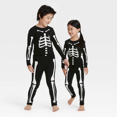 Toddler Halloween Skeleton Matching Family Pajama Set - Black 12M