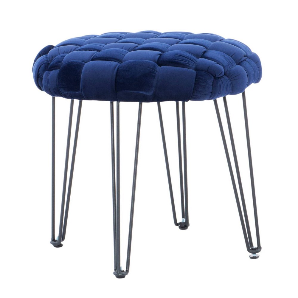 Mylie Round Ottoman Stool Navy - Linon