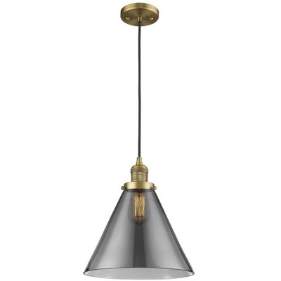 Cone - 1 Light Cord Hung Mini Pendant In Industrial Style-14 Inches Tall and 12 Inches Wide