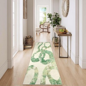 Washable Non-Slip Abstract Rug - Low Pile Modern Living Room Carpet for Dining Bedroom Home Office - 1 of 4