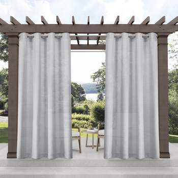 Exclusive Home Miami Semi-Sheer Textured Indoor/Outdoor Grommet Top Curtain Panel Pair