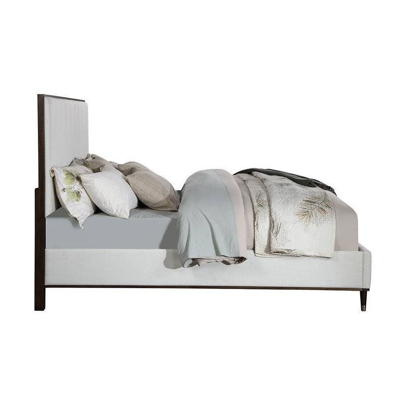 64.25&#34; Queen Bed Carena Bed Light Gray Fabric White Brown Finish - Acme Furniture, 4 of 8