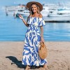 Women's Off-Shoulder Ruffle Smoked Waist Printed Maxi Dress - Cupshe - 2 of 4
