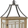 HomeRoots Set of Two Brown And Black Distressed Geometric Wood And Metal Tabletop Lantern Candle Holders - 3 of 4