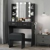 Makeup Vanity Desk with Mirror,Vanity Table with Power Outlet, 2 Drawers 6 Shelves, Hair Dryer Holder,Stool, Dressing Table with Storage for Bedroom - 4 of 4