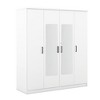 TIRAMISUBEST 4-Door Mirror Wardrobe with Shelves - Mobile Lateral Filing Cabinet Locking Wheels Adjustable Shelf - 3 of 4