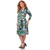 Rekucci Curvy Fit Plus Size Women's 3/4 Sleeve Tummy Control Dress – Flattering Surplice Neckline & Ruched Waist - 2 of 4