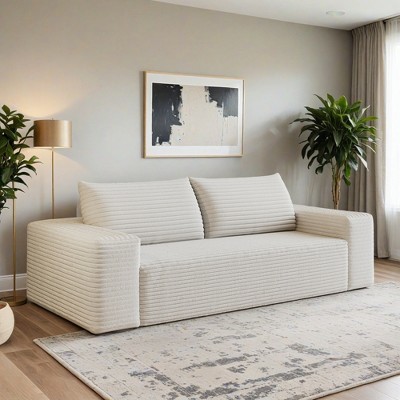 63" 2Setaser Sofa,Corduroy Fabric,Deep Seat Couches,Comfy Loveseat Sofa,No Assembly,1pcs for Living room - Leovsnove