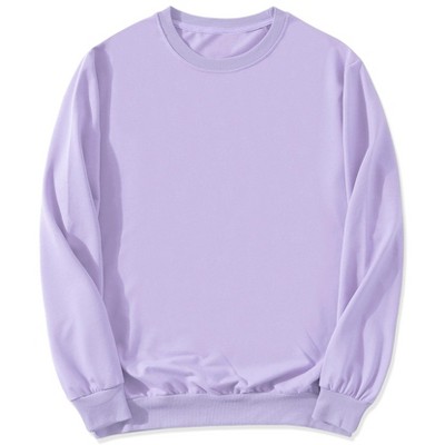 Lars Amadeus Men s Casual Basic Regular Fit Long Sleeve Solid Color Round Neck Pullover Sweatshirt Purple Large