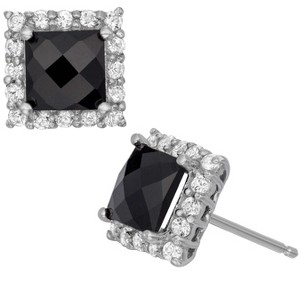 Designs By Gioelli Sterling Silver Black Onyx And Created White Sapphire Stud Earrings - 1 of 2