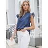 INSPIRE CHIC Women's Denim Cute Ruffled Cap Sleeve Collared V Neck Summer Casual Jean Blouses - 4 of 4