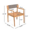 Lyngins Acacia Wood Outdoor Accent Chair – Gray Rope Weave, Outdoor Dining Chair, Patio Accent Chair, Single Sofa Chair for Dining/Poolside/Balcony - 2 of 4
