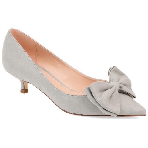 Grey suede 2024 kitten heel shoes