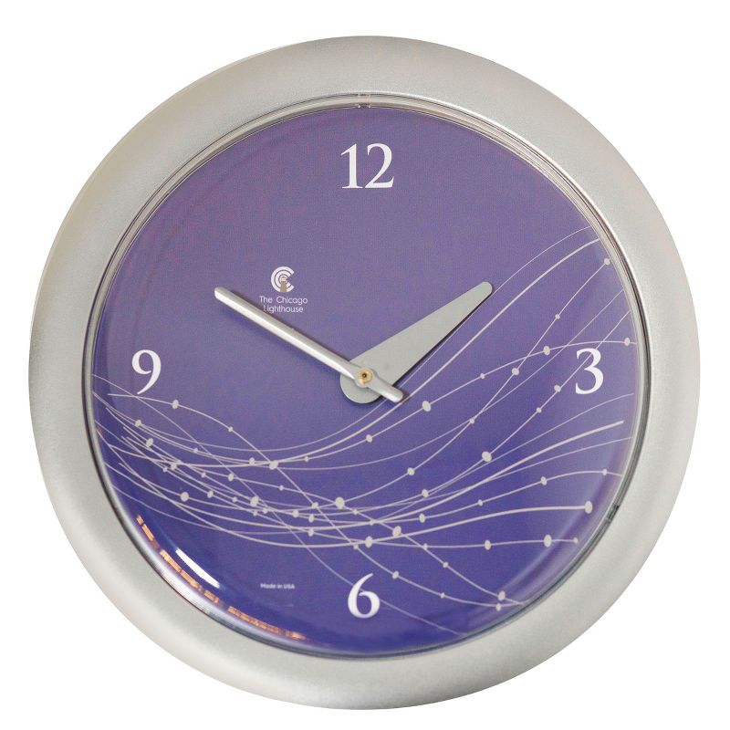 14&#34; x 1.8&#34; Vines And Dots Shadow Purple Decorative Wall Clock Silver Frame - By Chicago Lighthouse, 1 of 5