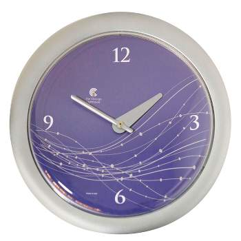 14" x 1.8" Vines And Dots Shadow Purple Decorative Wall Clock Silver Frame - By Chicago Lighthouse