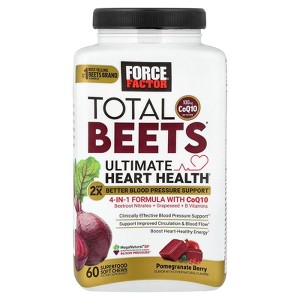 Force Factor Total Beets® With CoQ10, Ultimate Heart Health, Pomegranate Berry, 60 Superfood Soft Chews - 1 of 4