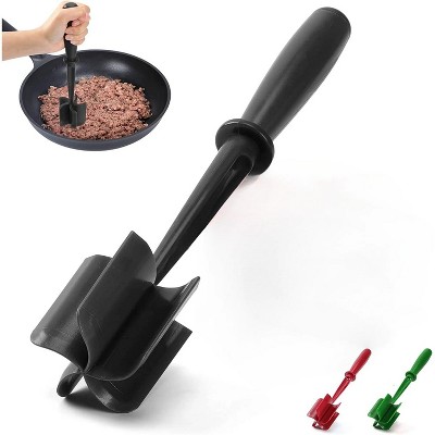 LunaLulinlk Meat Chopper, Hamburger Chopper Utensil, Masher, Potato Masher Ground Beef & Turkey -Non Stick Mix Chopper for Kitchen Tool (Black)