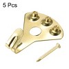 Unique Bargains Photo Frame Hanging Hooks Kit with Nails for Wall Mounting Brassy 1.57" x 1.34" 5 Pcs - 3 of 3