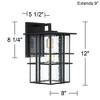 Possini Euro Design Arley Modern Outdoor Wall Light Fixture Black Geometric Frame 16" Seedy Glass for Post Exterior Barn Deck House Porch Yard Patio - 4 of 4