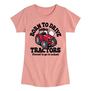 Girls' - Instant Message - Born To Drive Tractors School Fitted Short Sleeve Graphic T-Shirt - 1 of 4