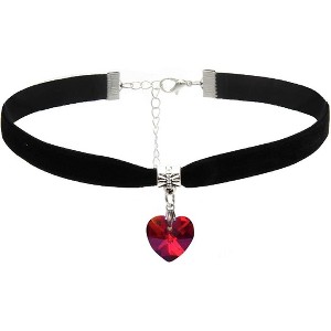 Black Choker Necklaces for Woman Love Heart Choker Necklace Adjustable Velvet Choker Soft Collar Chain Red Heart Necklace Halloween Cosplay Party - 1 of 4
