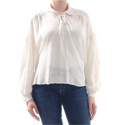 Free People Womens Rush Hour Peasant Blouse, Off-White, X-Small