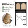 Rattan Over The Toilet Storage Cabinet with Adjustable Shelf and Wood Rack, Tall Storage Shelves - 3 of 4