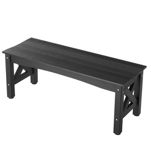 VEVOR Outdoor Bench, 44.5 inch, 600 lbs Weight Capacity, Weatherproof Plastic Frame with Adjustable Level Footpads and Thick Leg, Black - 1 of 4