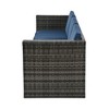 Maggift 5PCS Patio Seating Rattan Furniture Set Sectional Sofa Cushioned Garden, Tempered Glass Table, Blue, 82.5"*27.5"*26.7" - 4 of 4