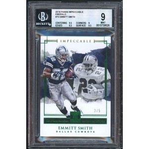 Emmitt Smith Card 2018 Panini Impeccable Emerald #70 (serial 2/5) (pop 1) BGS 9 - 1 of 2