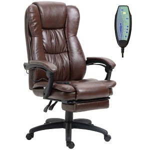 High Back Massage Office Chair with 6-Point Vibration, 5 Modes, Executive Chair, PU Leather Swivel Chair with Reclining Back, and Retractable Footrest - 1 of 4