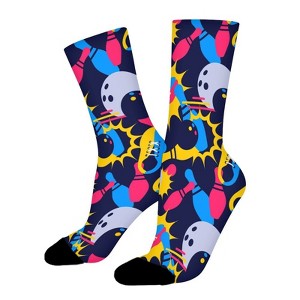 Bowling Pattern Women Printed Crew Socks Funny Funky Socks Soft Polyester Novelty Gifts for Artists Men - 1 of 1