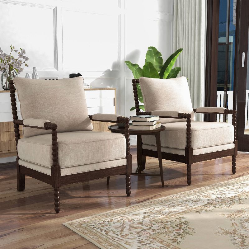 Set of 2 Bernardino Accent Chairs Espresso/Beige - HOMES: Inside + Out, 3 of 10