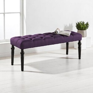 Mshliw 48" Tufted Fabric Dining Bench with Turned Wood Legs, Upholstered Entryway or Bedroom Bench for Dining Room Seating, Classic Modern Style - 1 of 4