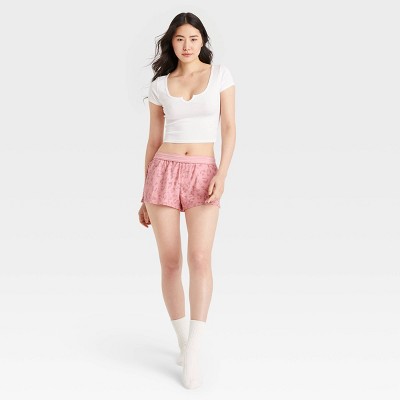 Women's Animal Print Foldover Waistband Boxer Shorts - Colsie™ Pink
