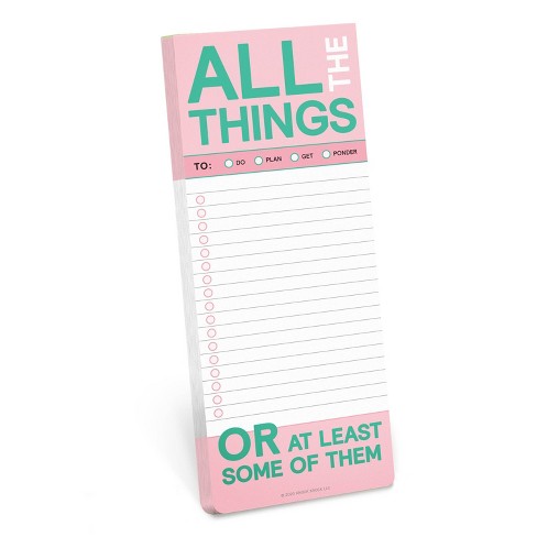 Knock Knock 3.5x9 'all The Things Make A List Pad' Shopping List Pad And To  Do Pad : Target