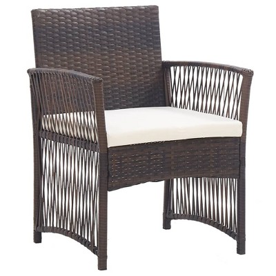 vidaXL Patio Chairs 2 Pcs Outdoor Patio Dining Chair with Cushions Poly Rattan - Brown