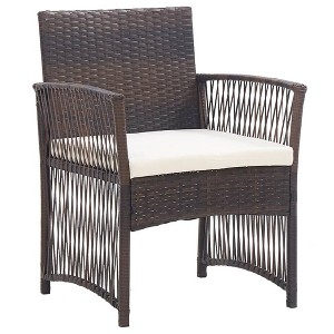 vidaXL Patio Chairs 2 Pcs Outdoor Patio Dining Chair with Cushions Poly Rattan - Brown - 1 of 4