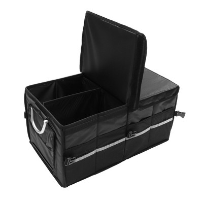 Unique Bargains Universal Car Trunk Organizer Trunk Storage Organizer with Detachable Cover Foldable Black 1 Pc